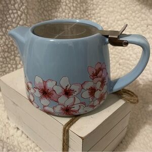 Alfred Cherry Blossom Ceramic Teapot w/ Stainless Steel Lid And Infuser. 16oz